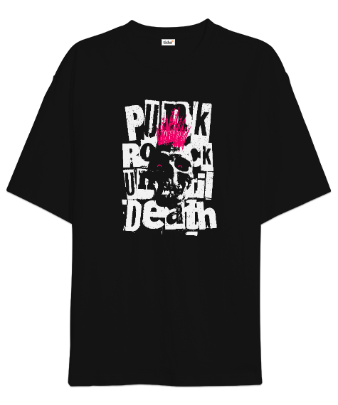 Tisho - Punk Rock Until Dead - Punk Rock Ölmez Siyah Oversize Unisex Tişört