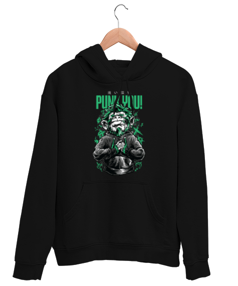 Tisho - Punk You Tasarım Baskılı Siyah Unisex Kapşonlu Sweatshirt