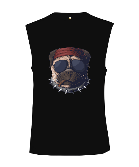 Tisho - Purolu gözlüklü gangster pitbull fitness motivasyon Kesik Kol Unisex Tişört