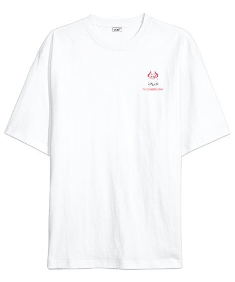 Tisho - purp beyaz Oversize Unisex Tişört