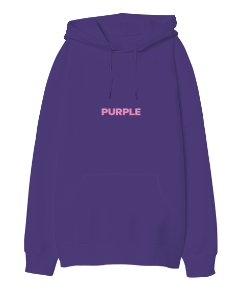 Tisho - Purple Oversize Unisex Kapüşonlu Sweatshirt