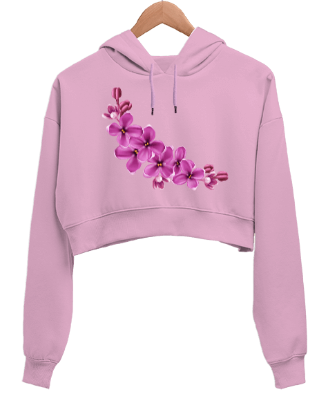 Tisho - purple1xc7flowerrts Kadın Crop Hoodie Kapüşonlu Sweatshirt