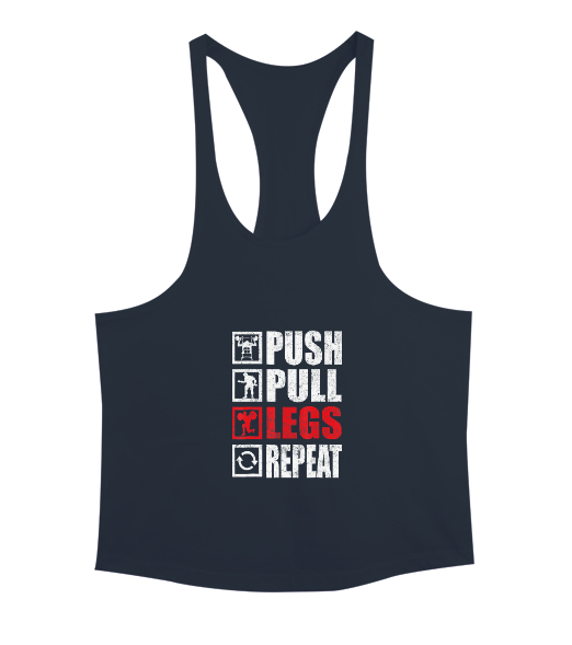 Tisho - Push Pull Legs Repeat Bodybuilding Gym Fitness Füme Erkek Tank Top Atlet