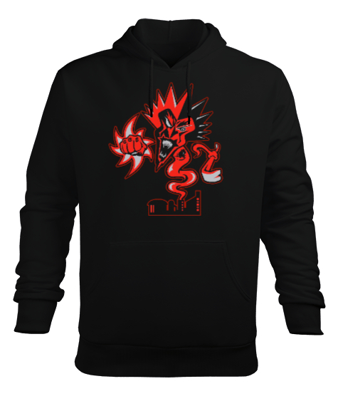 Tisho - Pyscho - Psiko Siyah Erkek Kapüşonlu Hoodie Sweatshirt