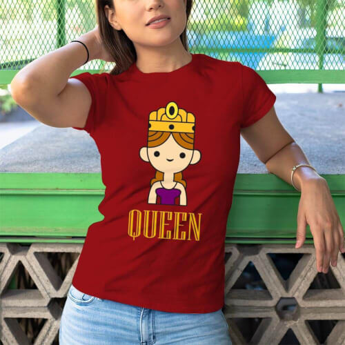 Queen Kadın Kısa Kol Tişört - Tekli Kombin - Thumbnail