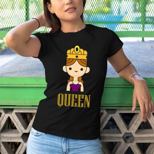 Queen Kadın Kısa Kol Tişört - Tekli Kombin - Thumbnail