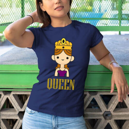 Queen Kadın Kısa Kol Tişört - Tekli Kombin