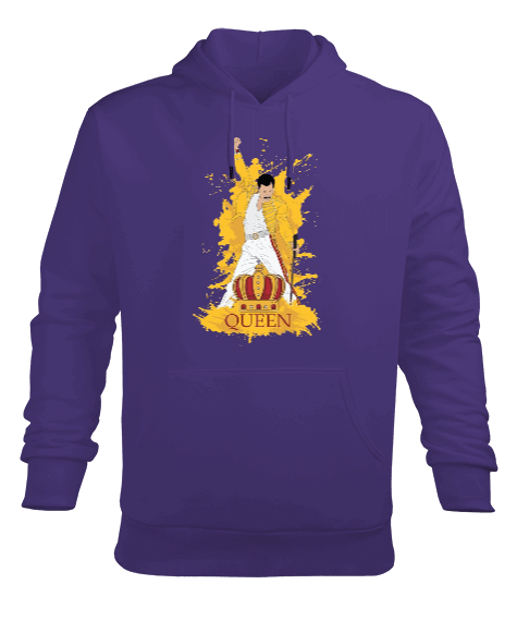 Tisho - Queen Rock Tasarım Baskılı Erkek Kapüşonlu Hoodie Sweatshirt