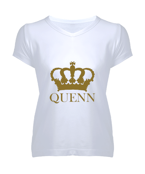 Tisho - Queen v Yaka tişört Kadın V Yaka Tişört