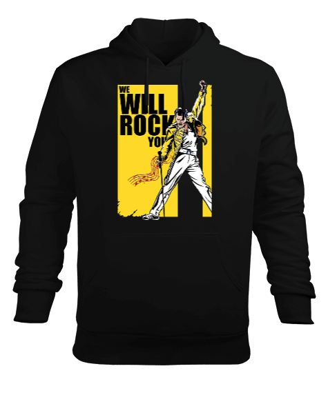 Tisho - Queen We Will Rock You Rock Tasarım Baskılı Erkek Kapüşonlu Hoodie Sweatshirt