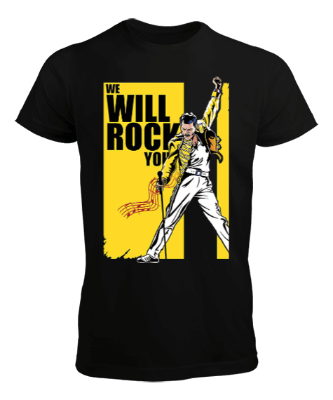 Tisho - Queen We Will Rock You Rock Tasarım Baskılı Erkek Tişört