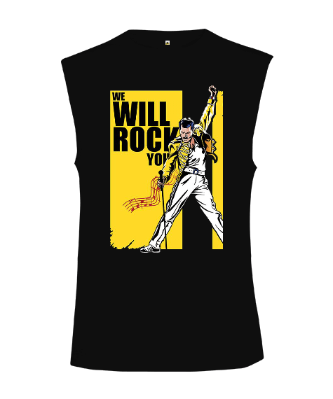 Tisho - Queen We Will Rock You Rock Tasarım Baskılı Kesik Kol Unisex Tişört