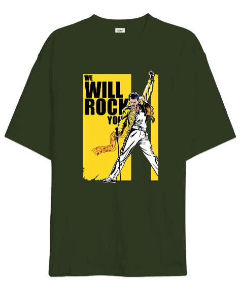 Queen We Will Rock You Rock Tasarım Baskılı Oversize Unisex Tişört