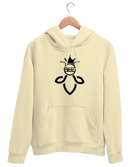 Tisho - Queenbee - Kraliçe Arı Krem Unisex Kapşonlu Sweatshirt