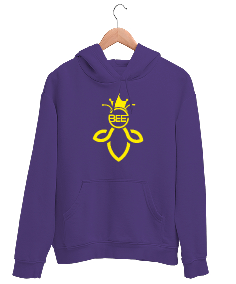 Tisho - Queenbee - Kraliçe Arı Mor Unisex Kapşonlu Sweatshirt