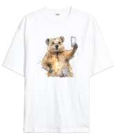 Quokka Selfie - Koaka Selfi Beyaz Oversize Unisex Tişört - Tisho