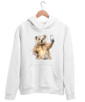 Quokka Selfie - Koaka Selfi Beyaz Unisex Kapşonlu Sweatshirt - Tisho