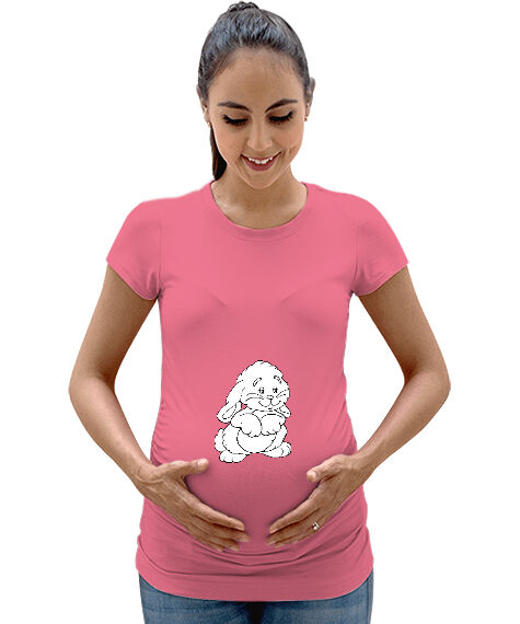 Tisho - Rabbit Pembe Kadın Hamile Tişört