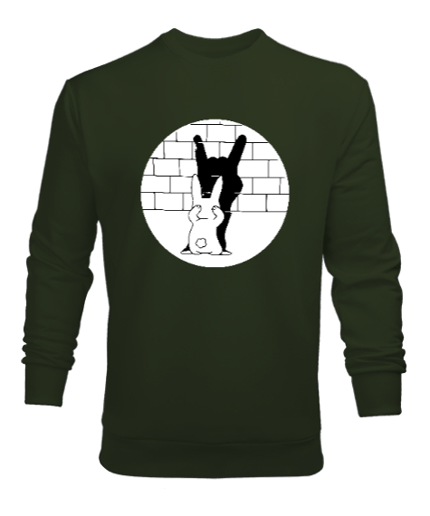 Tisho - Rabbit Shadow - Tavşan Gölge Oyunu Haki Yeşili Erkek Sweatshirt