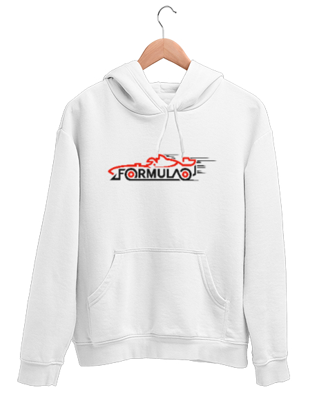 Tisho - Racing Car - Yarış Arabası V3 Beyaz Unisex Kapşonlu Sweatshirt