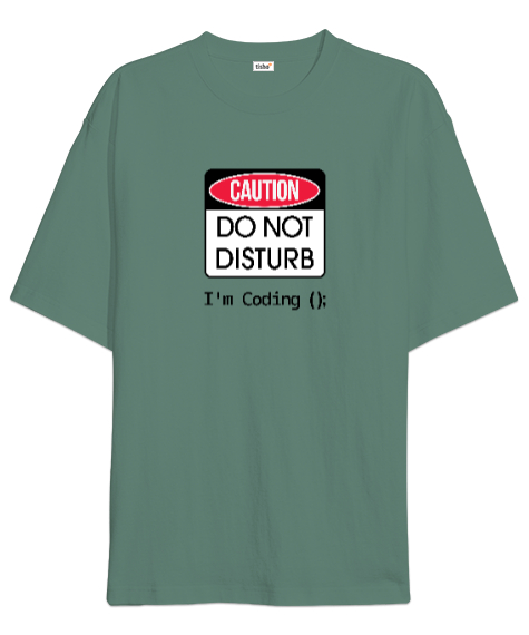 Tisho - Rahatsız Etmeyin, Kod Yazıyorum - Im Coding Çağla Yeşili Oversize Unisex Tişört