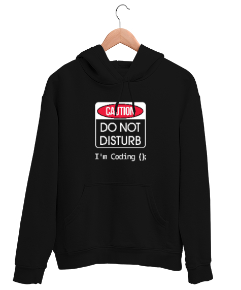 Tisho - Rahatsız Etmeyin, Kod Yazıyorum - Im Coding Siyah Unisex Kapşonlu Sweatshirt