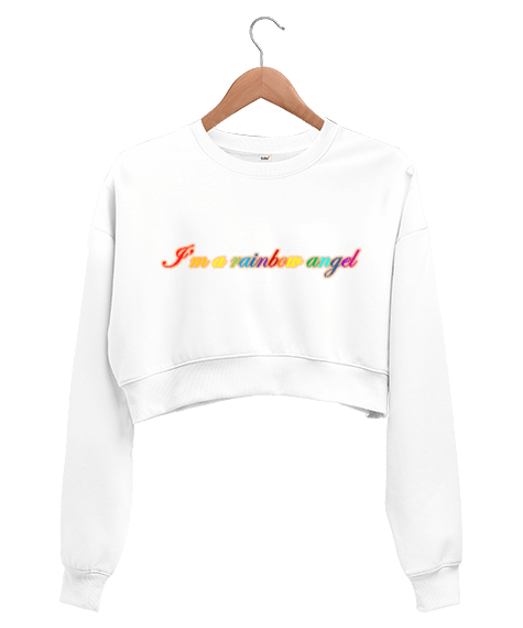 Tisho - Rainbow Angel Kadın Crop Sweatshirt