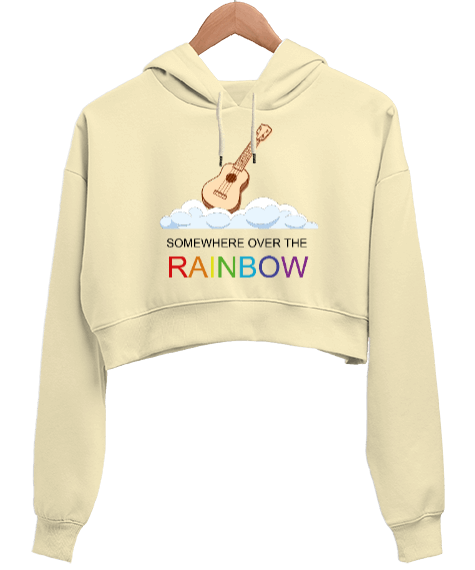 Tisho - Rainbow Kadın Crop Hoodie Kapüşonlu Sweatshirt