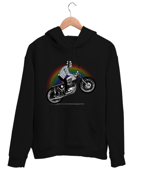 Tisho - Rainbow Rider Siyah Unisex Kapşonlu Sweatshirt