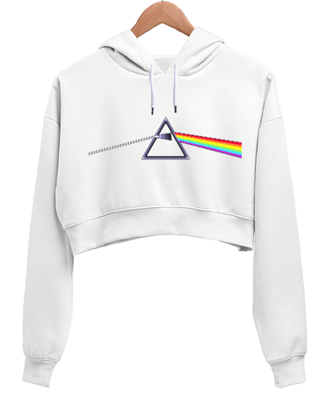 Tisho - Rainbow Tasarım Kadın Crop Hoodie Kapüşonlu Sweatshirt