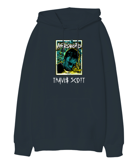 Tisho - RAP - Travis Scott V2 Füme Oversize Unisex Kapüşonlu Sweatshirt
