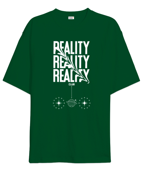 Tisho - Reality club Çimen Yeşili Oversize Unisex Tişört