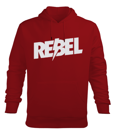 Tisho - Rebel Tasarımlı Kırmızı Erkek Kapüşonlu Hoodie Sweatshirt