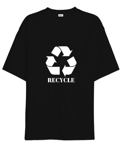 Tisho - Recycle - Geri Dönüşüm Siyah Oversize Unisex Tişört