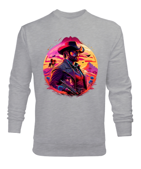 Tisho - Red Dead Redemption Oyuncu Tasarımı Gri Erkek Sweatshirt