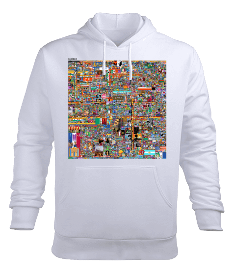 Tisho - Reddit Place Beyaz Hoodie Erkek Kapüşonlu Hoodie Sweatshirt