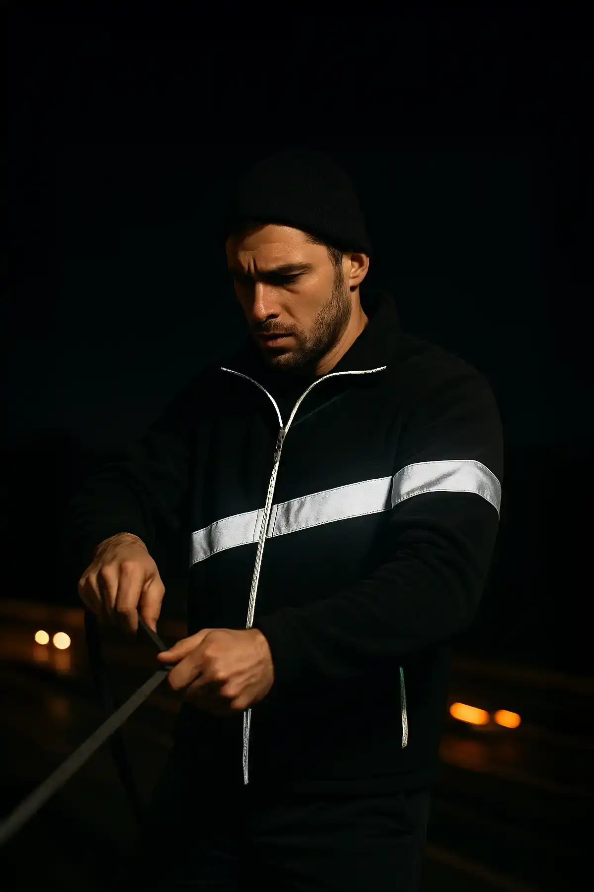 Reflektörlü Siyah İş Poları - Tisho