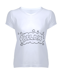 Tisho - Relax Desenli Kadın V Yaka Tişört