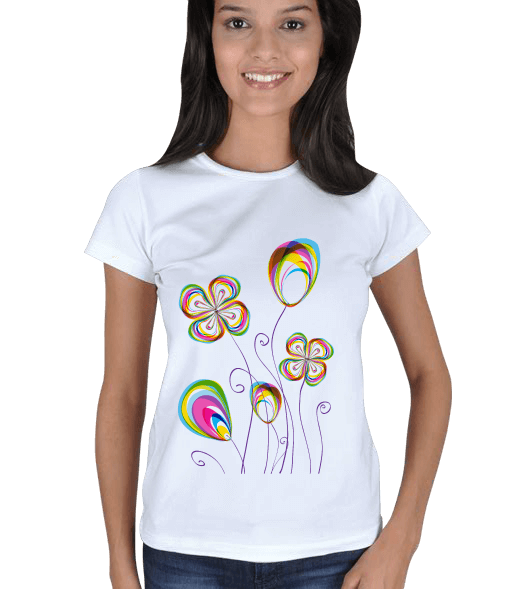 Tisho - Rengarenk-Çiçekler Kadın Tişört