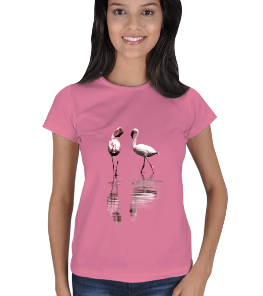 Tisho - Rengarenk, Flamingolar Kadın Tişört