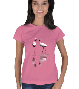 Tisho - Rengarenk, Flamingolar Kadın Tişört