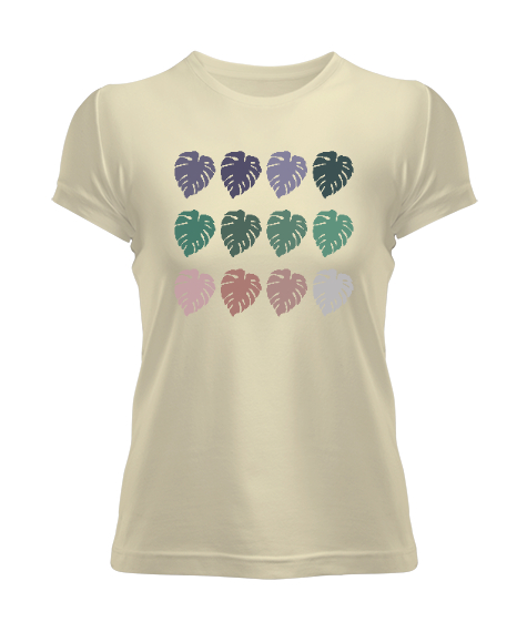 Tisho - Renkler Yapraklar Krem Kadın Tişört