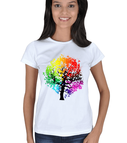 renkli ağaç Kadın Tişört