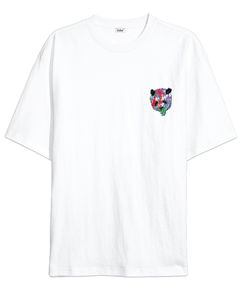 Tisho - Renkli Ayı baskılı Oversize Unisex Tişört