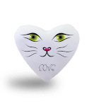 Renkli gözlü kedi Beyaz Kalp Yastık - Tisho