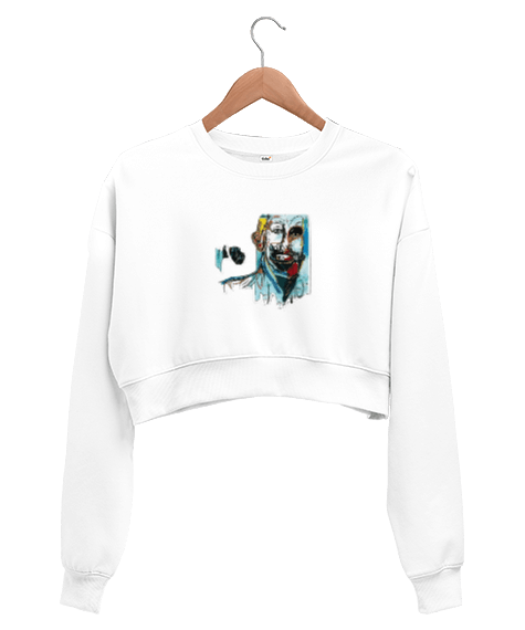 Tisho - Renkli Kafam Kadın Crop Sweatshirt