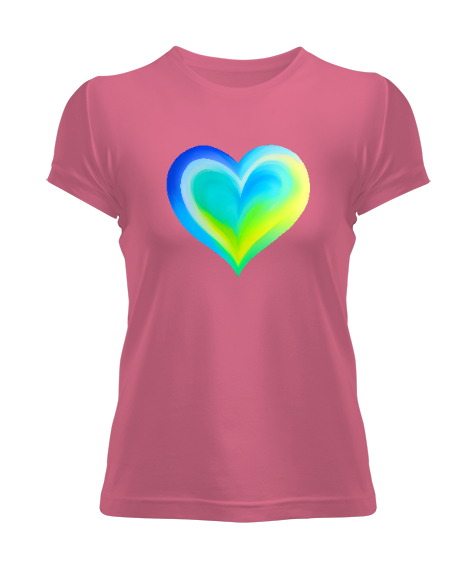 Tisho - renkli kalp Pembe Kadın Tişört