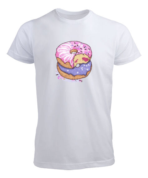 Tisho - Renkli lezzetli ısırılmış donutlar Beyaz Erkek Tişört