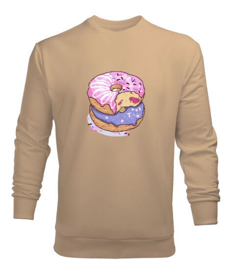 Renkli lezzetli ısırılmış donutlar Camel Erkek Sweatshirt
