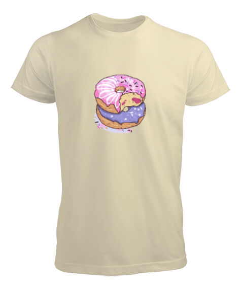 Tisho - Renkli lezzetli ısırılmış donutlar Krem Erkek Tişört